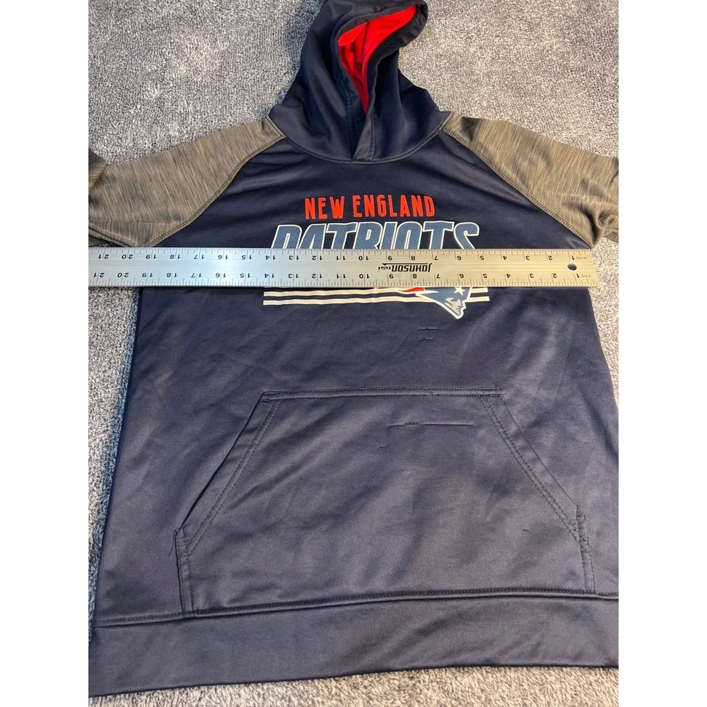 NFL Team Apparel New England Patriots Youth Large Hoodie Navy Grey Polyester